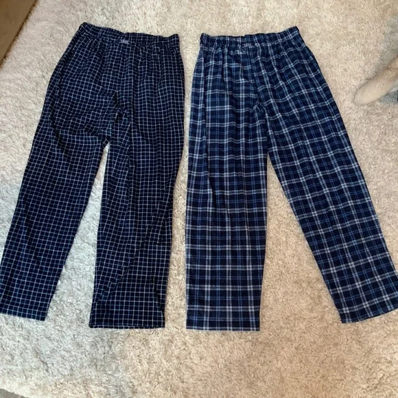 Izod Blue M x 2 Pair Plaid Flannel Pajama Bottoms Sleep Cozy Flannel Alpine - Picture 5 of 7